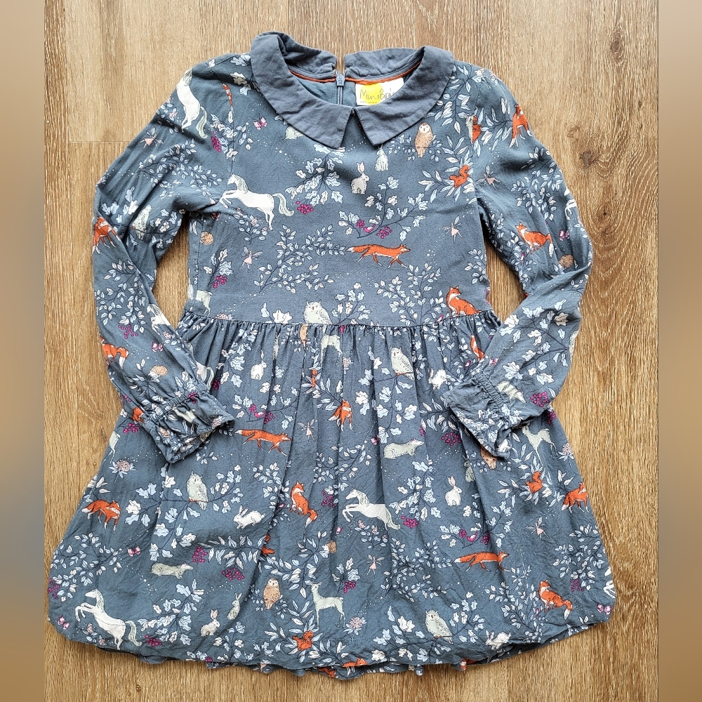 Mini Boden Forest Friends Dress 7/8 VGUC